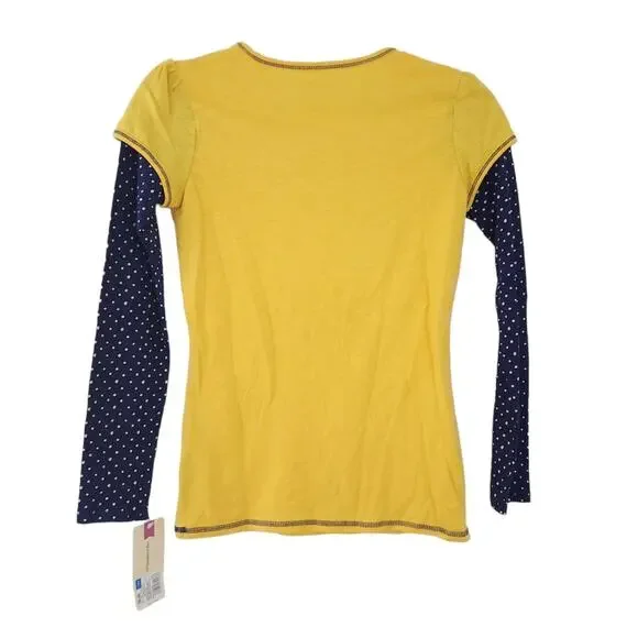 NEW Cherokee Long Sleeve Graphic Tee Girls Large 10-12 Yellow, Polkadot, Cherry - Picture 2 of 4